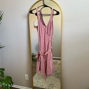 Wrap linen blend tank dress, size M
